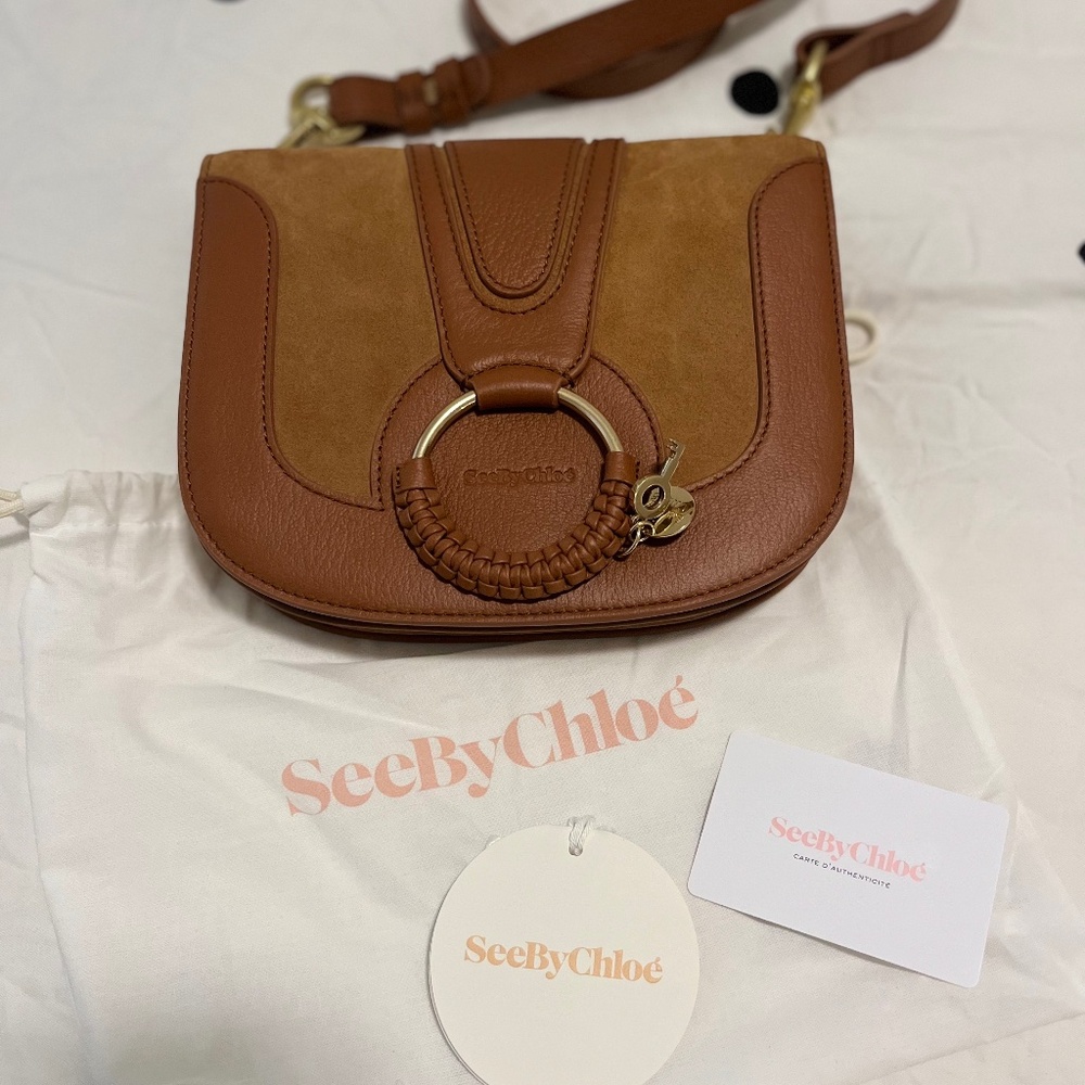 See By Chloé Hana Leather and Suede Small Bag (Caramello)
